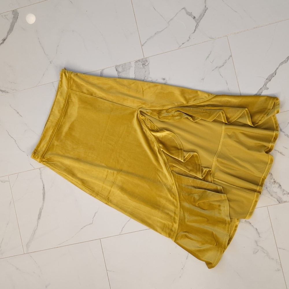 Beautiful yellow crushed velvet high low skirt